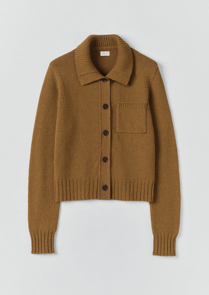 Cardigan in lana con colletto | Ottone