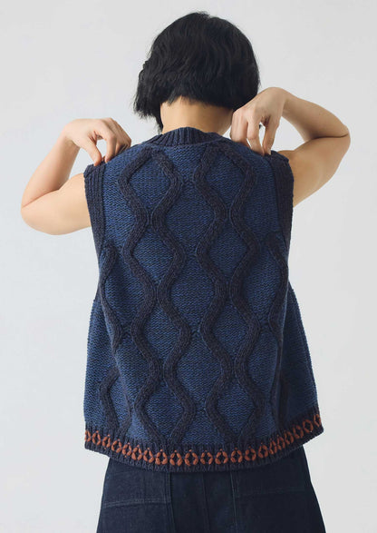 Canotta con cavi decorata a mano | Blu Multi