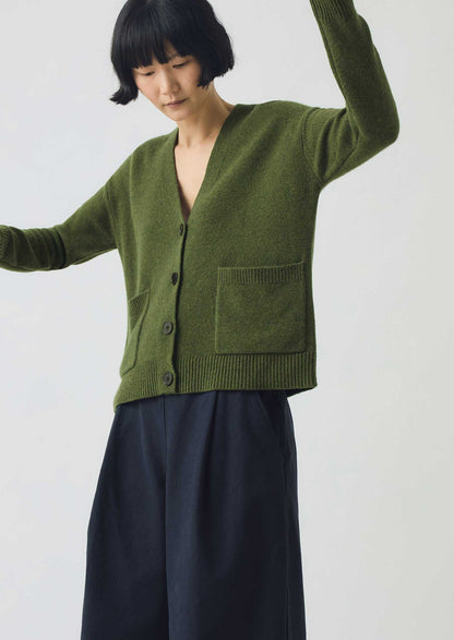 Cardigan squadrato in lana e cashmere Ffion | Verde prato