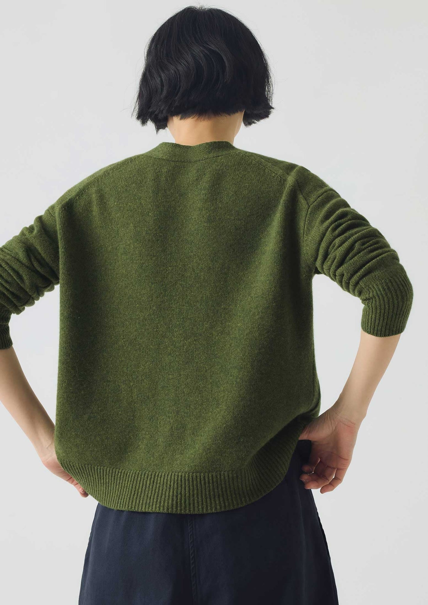 Cardigan squadrato in lana e cashmere Ffion | Verde prato