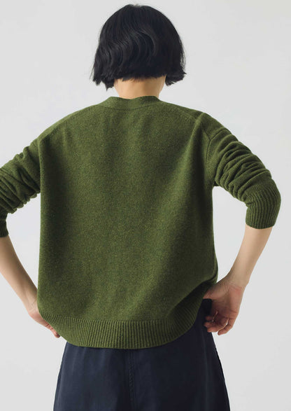 Cardigan squadrato in lana e cashmere Ffion | Verde prato