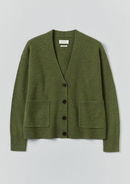 Cardigan squadrato in lana e cashmere Ffion | Verde prato