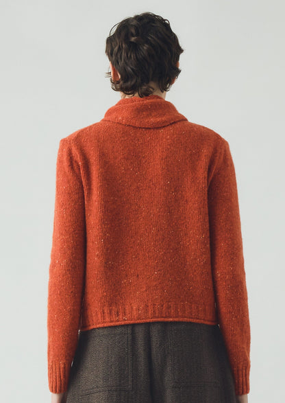 Cardigan con foulard in lana merino Donegal | Nasturzio