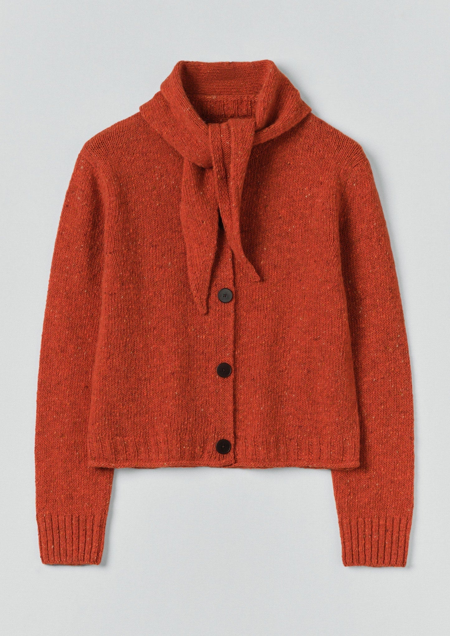 Cardigan con foulard in lana merino Donegal | Nasturzio