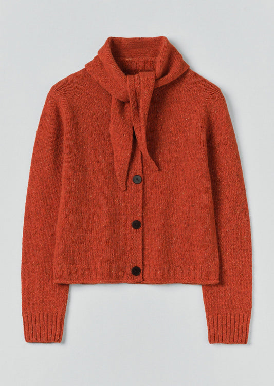 Cardigan con foulard in lana merino Donegal | Nasturzio