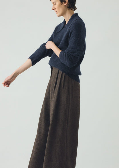 Maglione con colletto in misto alpaca | Blu inchiostro