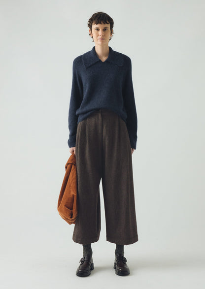 Maglione con colletto in misto alpaca | Blu inchiostro