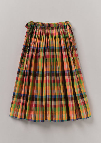 Gonna in cotone a quadri plissettati | Luminoso/Multicolore
