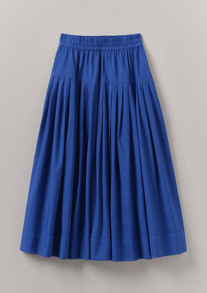 Gonna in cotone a righe rialzate e plissettate | Blu francese