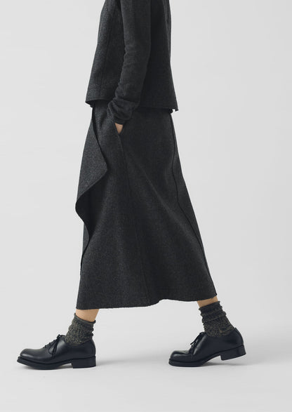 Gonna avvolgente in twill di lana cotta | Carbone