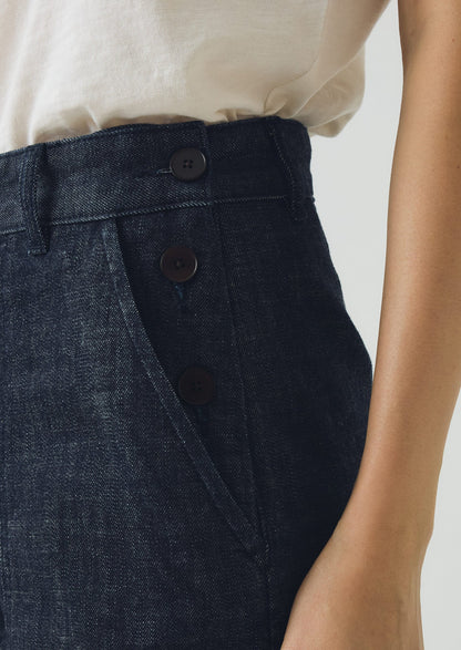 Jeans Annie Organic Denim con bottoni laterali | Indaco