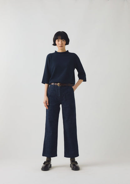 Jeans cropped biologici Ashley | Indaco