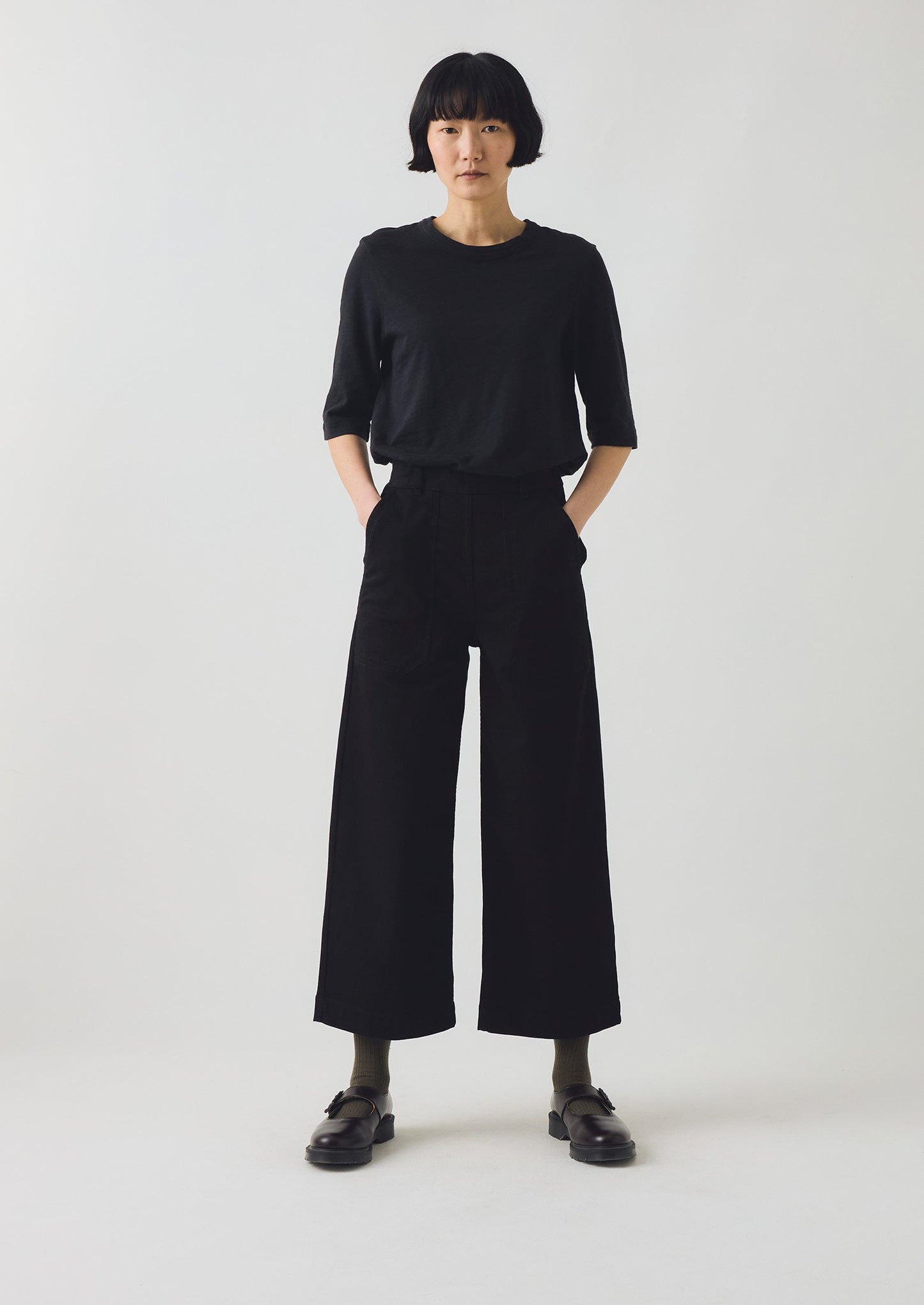 Jeans Annie Organic Denim con bottoni laterali | Nero