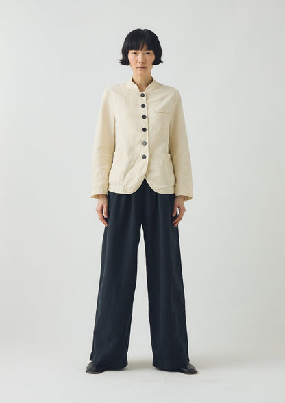 Pantaloni a gamba larga in cotone e lino Corinne | Blu ardesia
