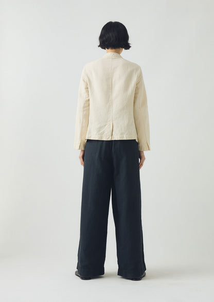 Pantaloni a gamba larga in cotone e lino Corinne | Blu ardesia