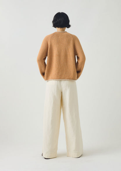 Pantaloni a gamba larga in cotone e lino Corinne | Pergamena