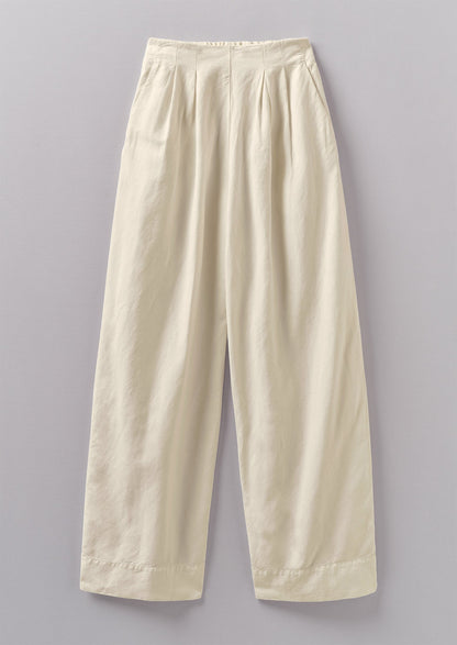 Pantaloni a gamba larga in cotone e lino Corinne | Pergamena