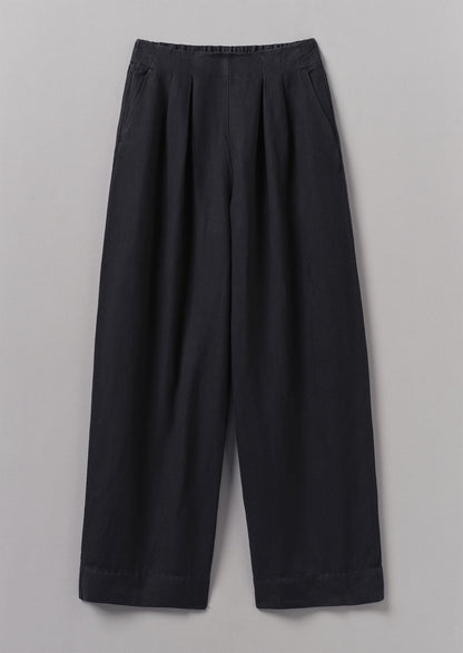 Pantaloni a gamba larga in cotone e lino Corinne | Blu ardesia