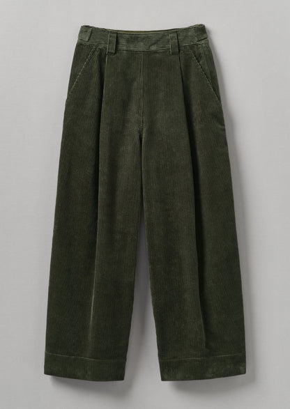 Pantaloni con pieghe anteriori in velluto a coste organico | Alghe