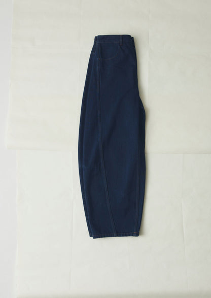 Pantaloni in denim giapponese con cuciture ritorte | Indaco