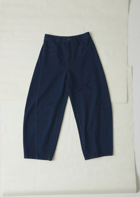 Pantaloni in denim giapponese con cuciture ritorte | Indaco