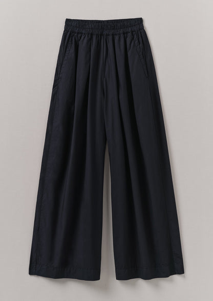 Pantaloni in popeline di cotone plissettato | Inchiostro