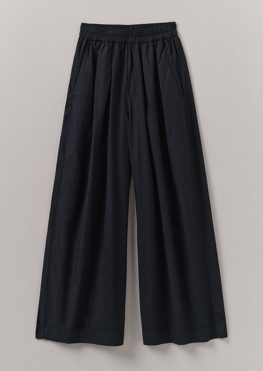 Pantaloni in popeline di cotone plissettato | Inchiostro