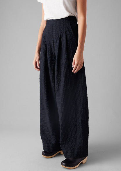 Pantaloni a gamba larga Corinne Herringbone | Blu navy