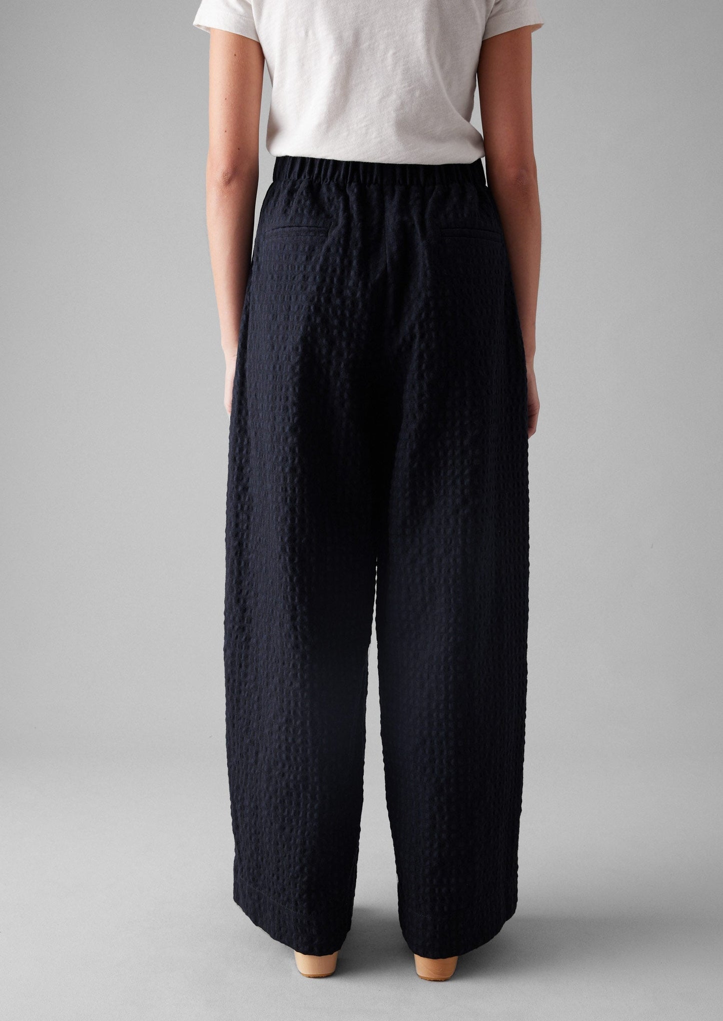 Pantaloni a gamba larga Corinne Herringbone | Blu navy