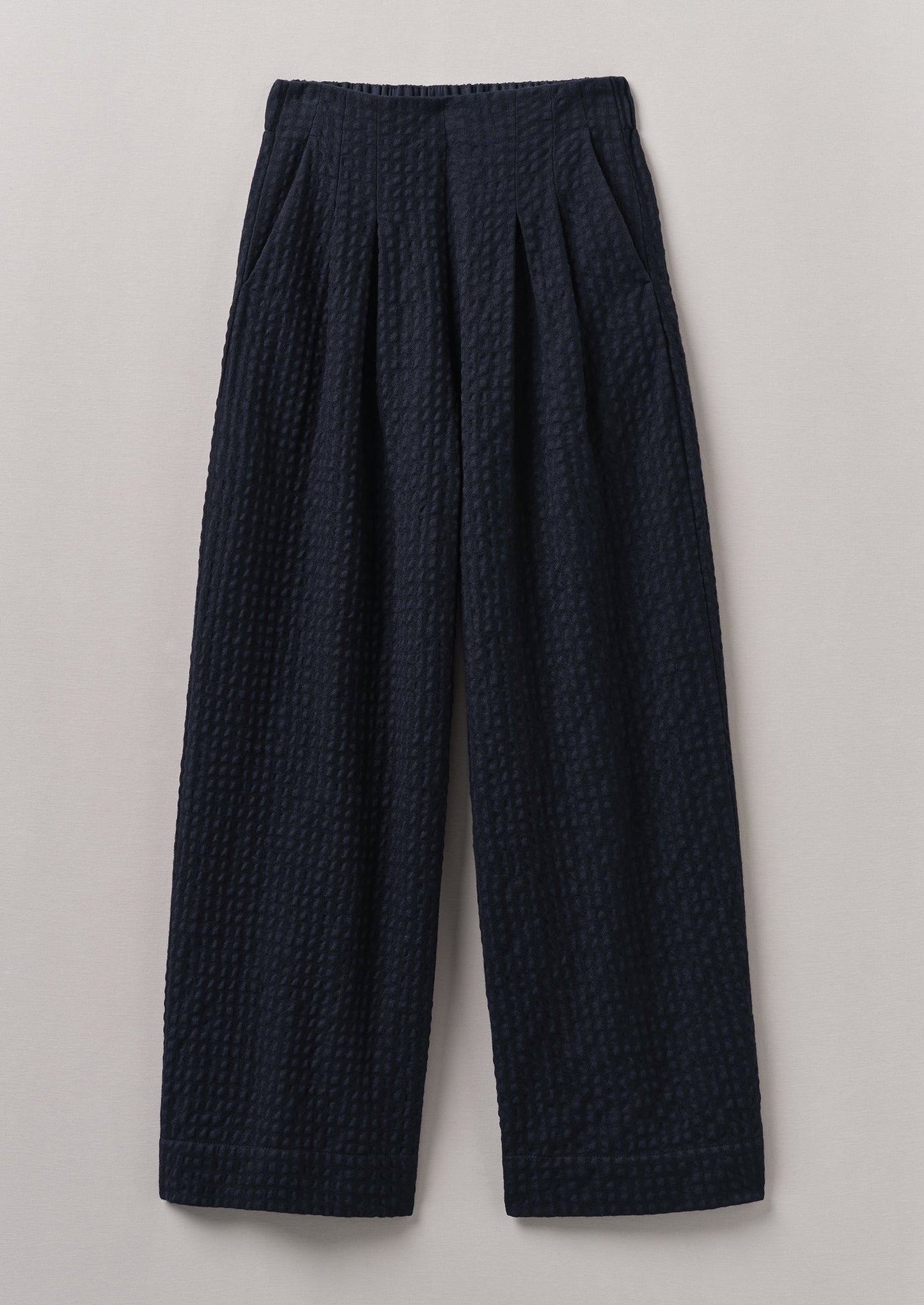 Pantaloni a gamba larga Corinne Herringbone | Blu navy