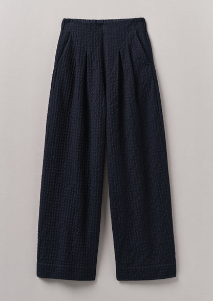 Pantaloni a gamba larga Corinne Herringbone | Blu navy