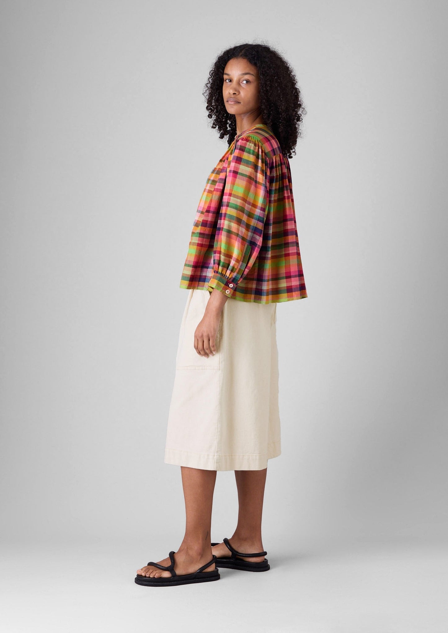 Pantaloncini in denim plissettati | Ecru