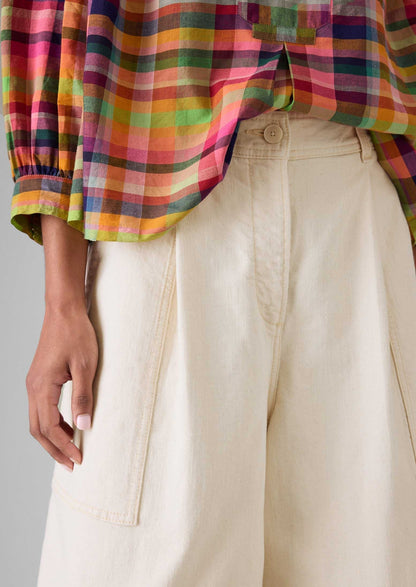 Pantaloncini in denim plissettati | Ecru