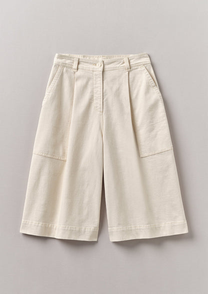 Pantaloncini in denim plissettati | Ecru