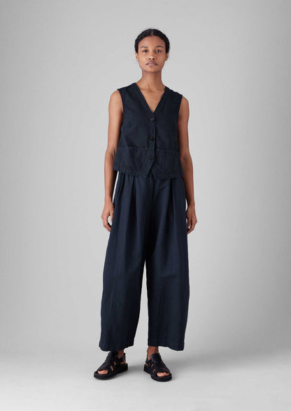 Pantaloni a gamba larga in tela di lino e cotone | Antracite