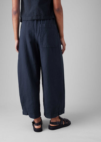 Pantaloni a gamba larga in tela di lino e cotone | Antracite