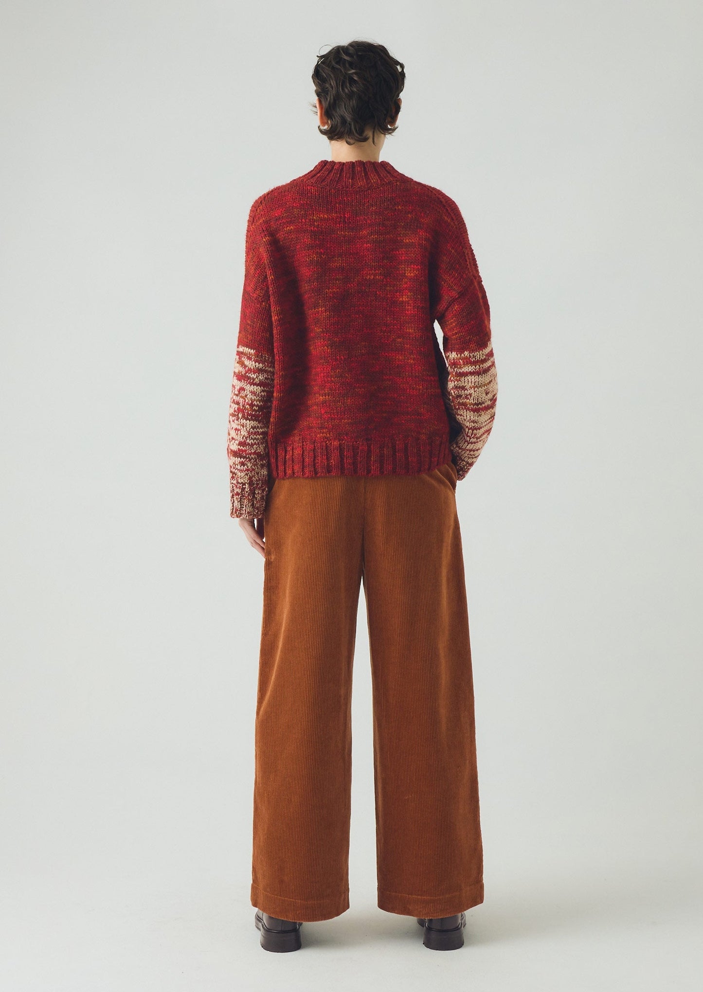 Pantaloni a gamba larga in velluto a coste biologico | Terra di Siena bruciata