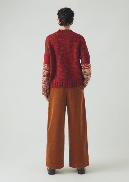 Pantaloni a gamba larga in velluto a coste biologico | Terra di Siena bruciata