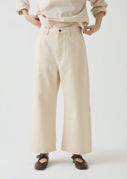 Pantaloni in denim a gamba larga e rilassati | Ecru