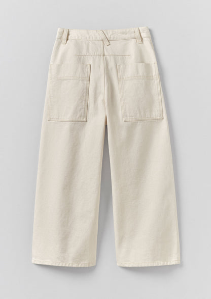 Pantaloni in denim a gamba larga e rilassati | Ecru