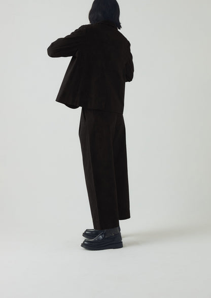 Pantaloni in cotone e lana a spina di pesce con pieghe sul davanti | Nero