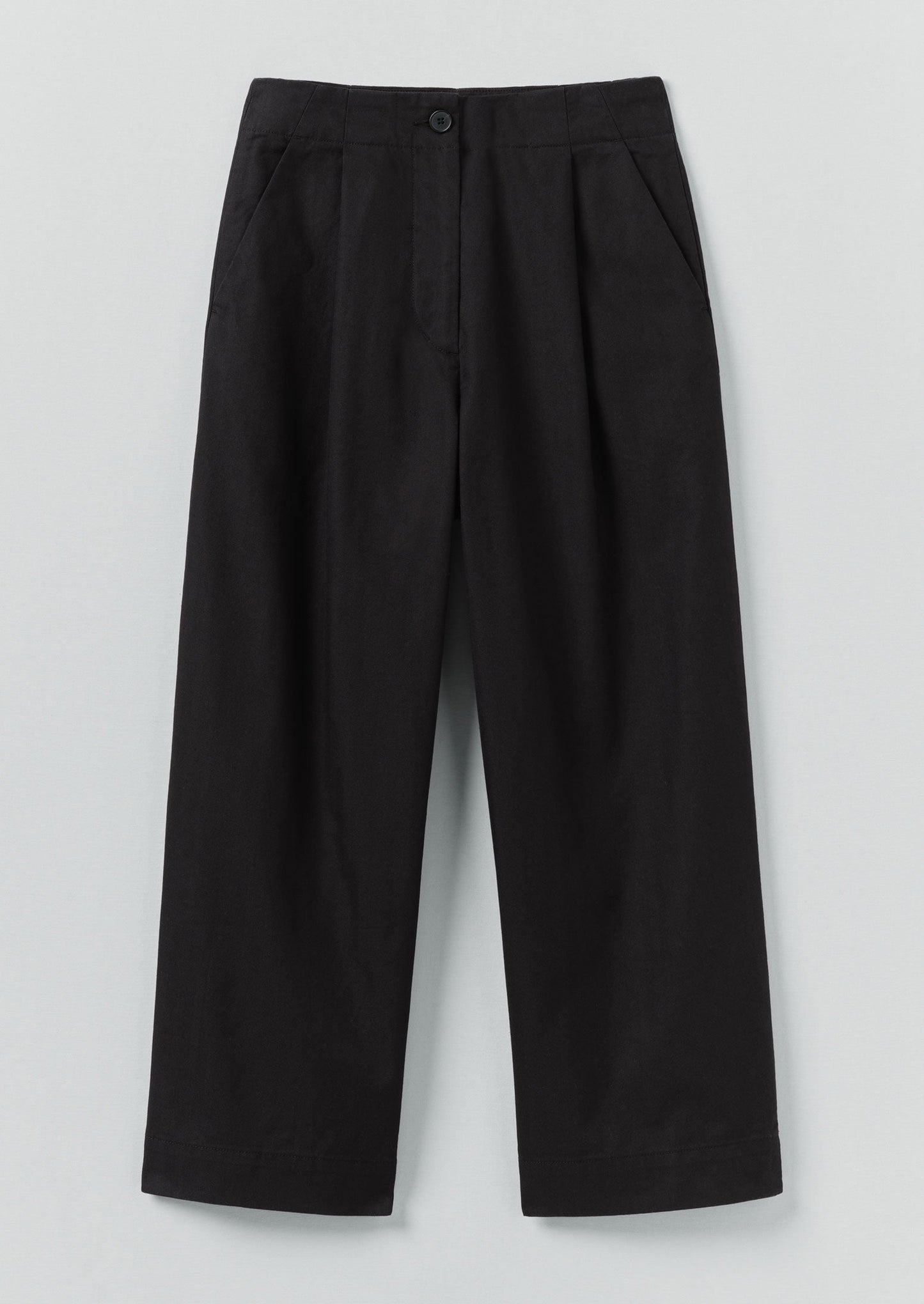 Pantaloni in cotone e lana a spina di pesce con pieghe sul davanti | Nero