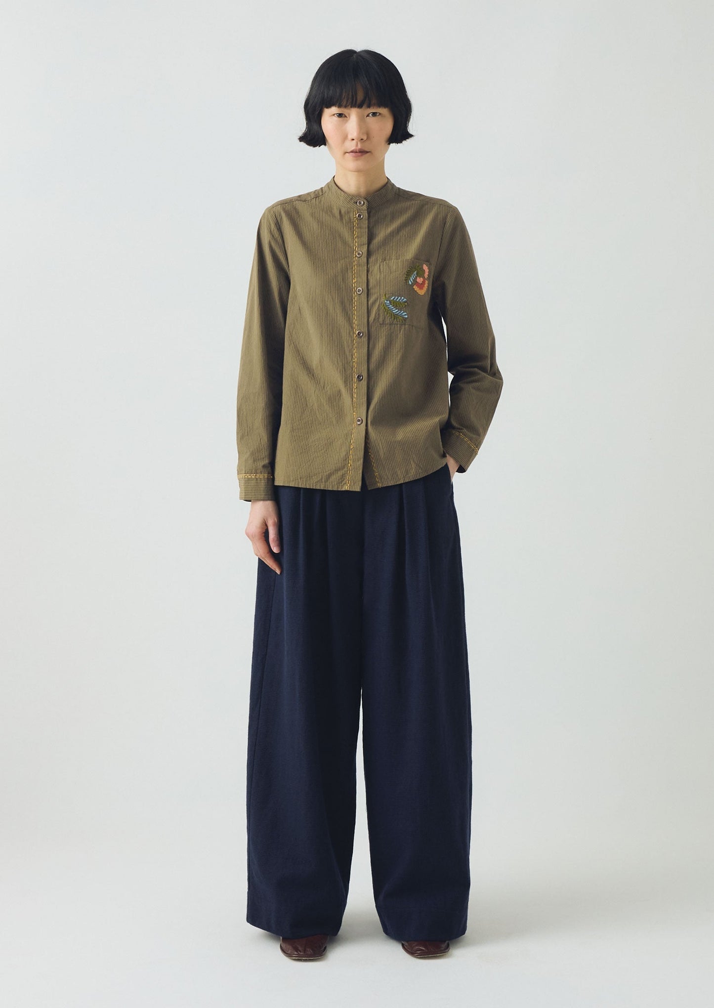 Pantaloni Corinne in cotone e lana con motivo pied de poule | Blu navy scuro