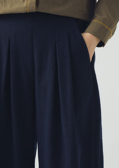 Pantaloni Corinne in cotone e lana con motivo pied de poule | Blu navy scuro