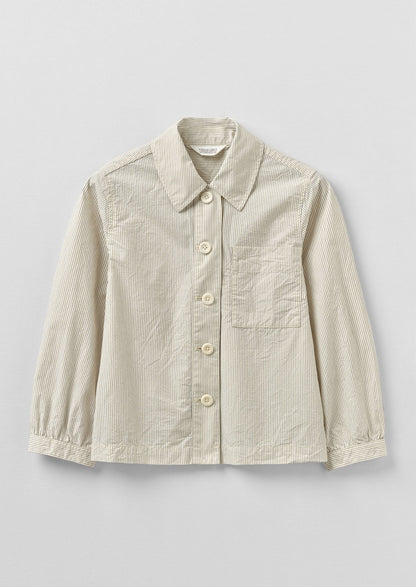 Camicia in cotone biologico a righe con tasca applicata Baya | Blu sbiadito dal sole