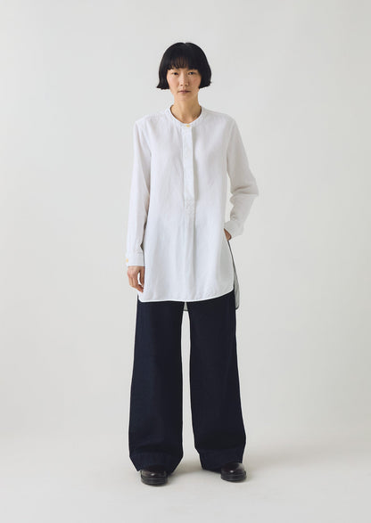 Camicia tunica in cotone e lino Elena | Bianco carta