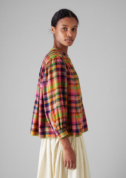 Camicia Mulmul tessuta a mano a quadri | Brillante/Multicolore