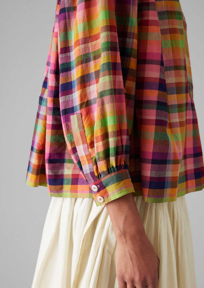 Camicia Mulmul tessuta a mano a quadri | Brillante/Multicolore