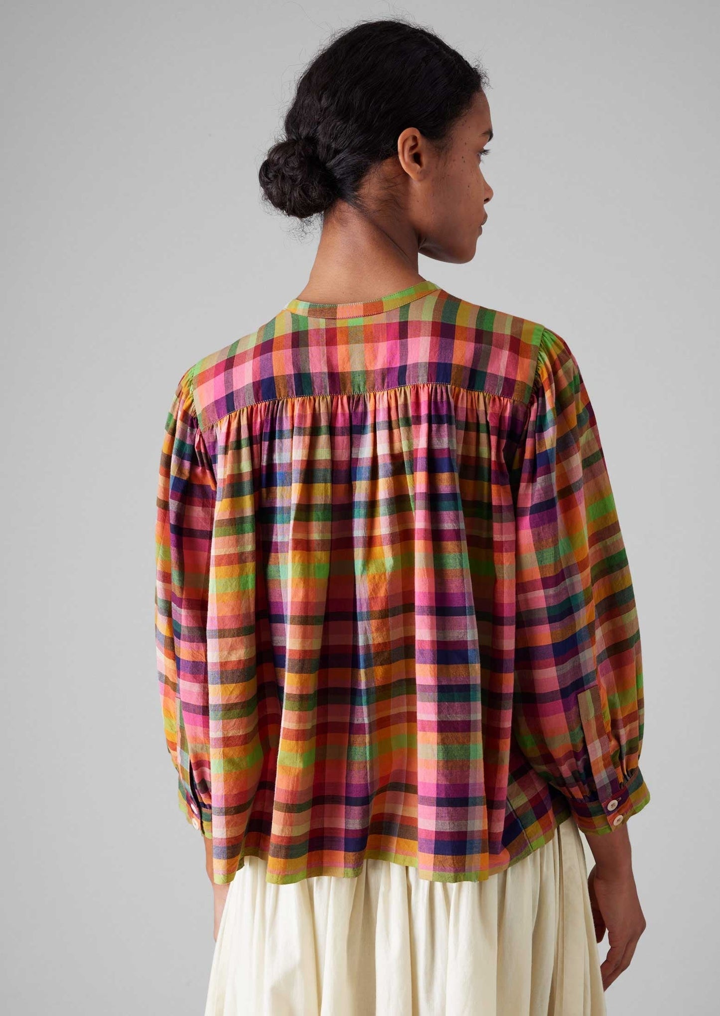 Camicia Mulmul tessuta a mano a quadri | Brillante/Multicolore