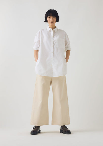 Camicia lunga oversize in cotone Oxford | Bianca